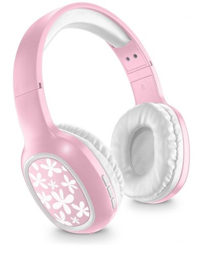Bežične slušalice Cellularline - MS Basic Shiny Flowers, ružičaste - 1